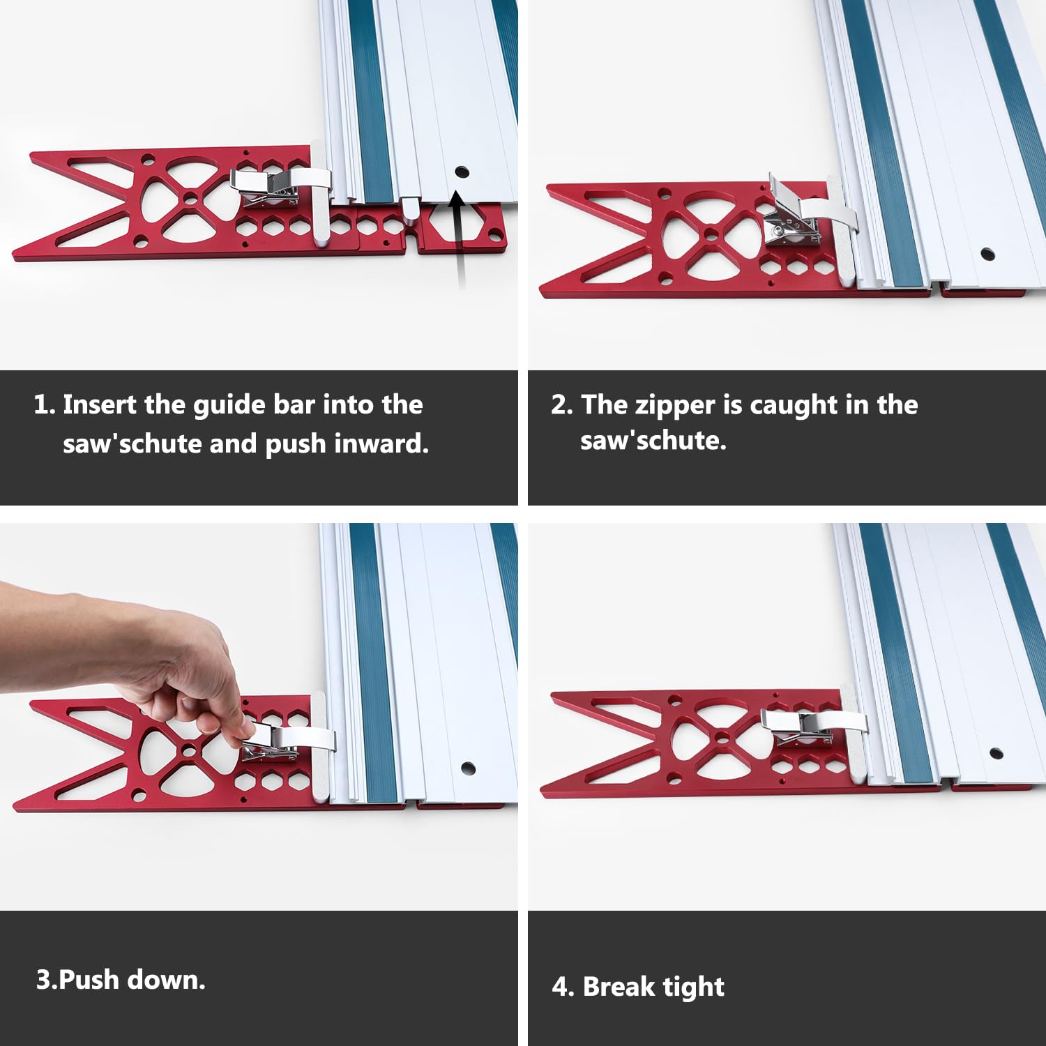 Aluminum Track Saw Square Guide 13.4"CNC Milled 90° Right Angle Stop for Circular Saws, Compatible with Festool & Makita Rails - Durable, ViewReal