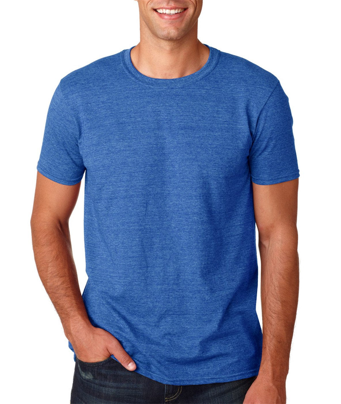 Gildan Adult Softstyle Cotton T-Shirt, Style G64000, Multipack, Heather Royal (2-Pack), 3X-Large Gildan