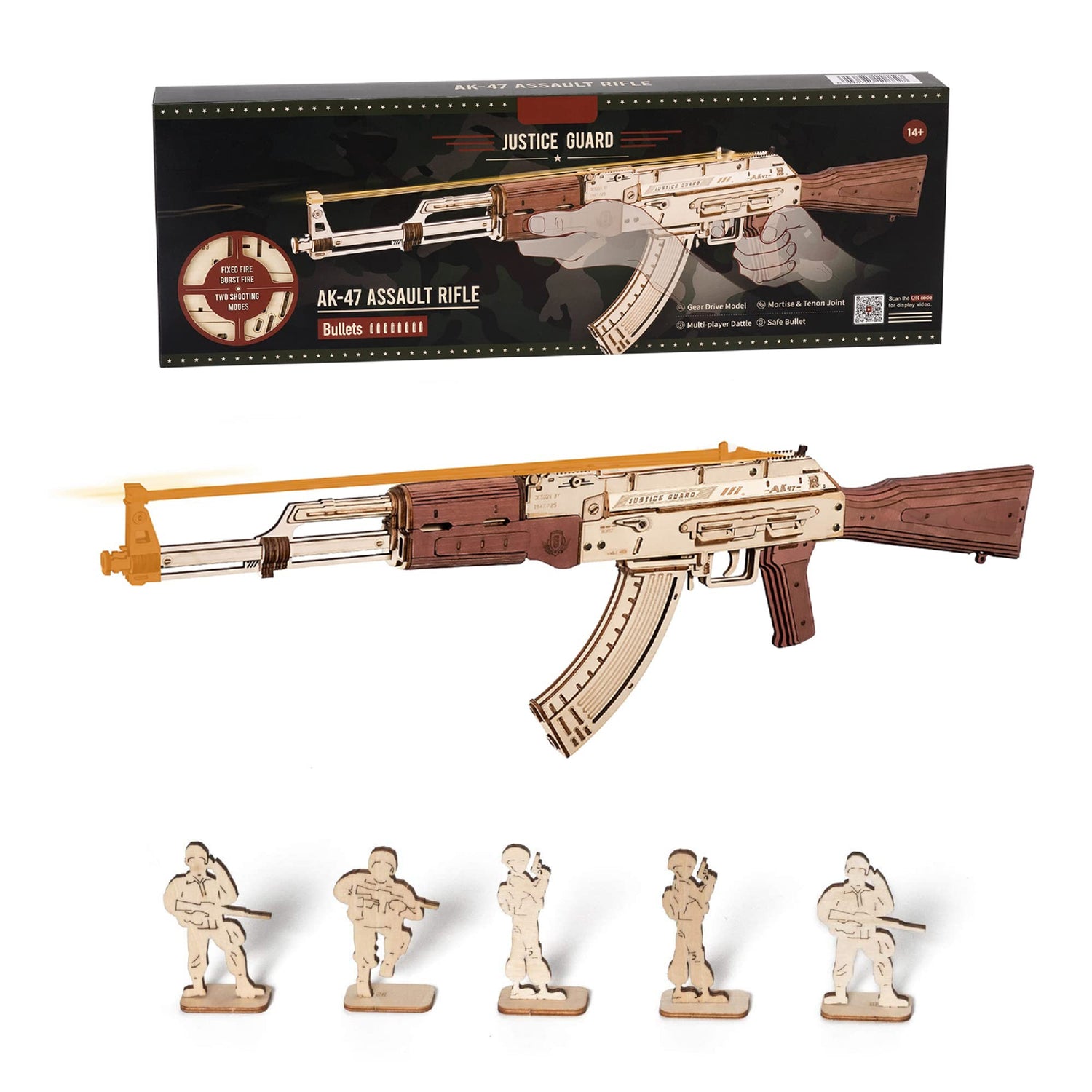 3D Wooden Puzzles for Adults, DIY Rubber Band Gun, Wood Model Building Kits for Kids, Wooden Toy Gun Puzzle for Family Time Unique Gifts Wowood