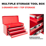 BIG RED ANTBD133-XB Torin 20" Portable 3 Drawer Steel Tool Box with Metal Latch Closure, Red BIG RED