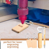 SiliFine 60 Pcs Laser Blanks Product Laser Engraving Material Kit Including DIY Wooden Blank Bottle Opener, Wooden Keychain, and Bamboo Pen for SiliFine