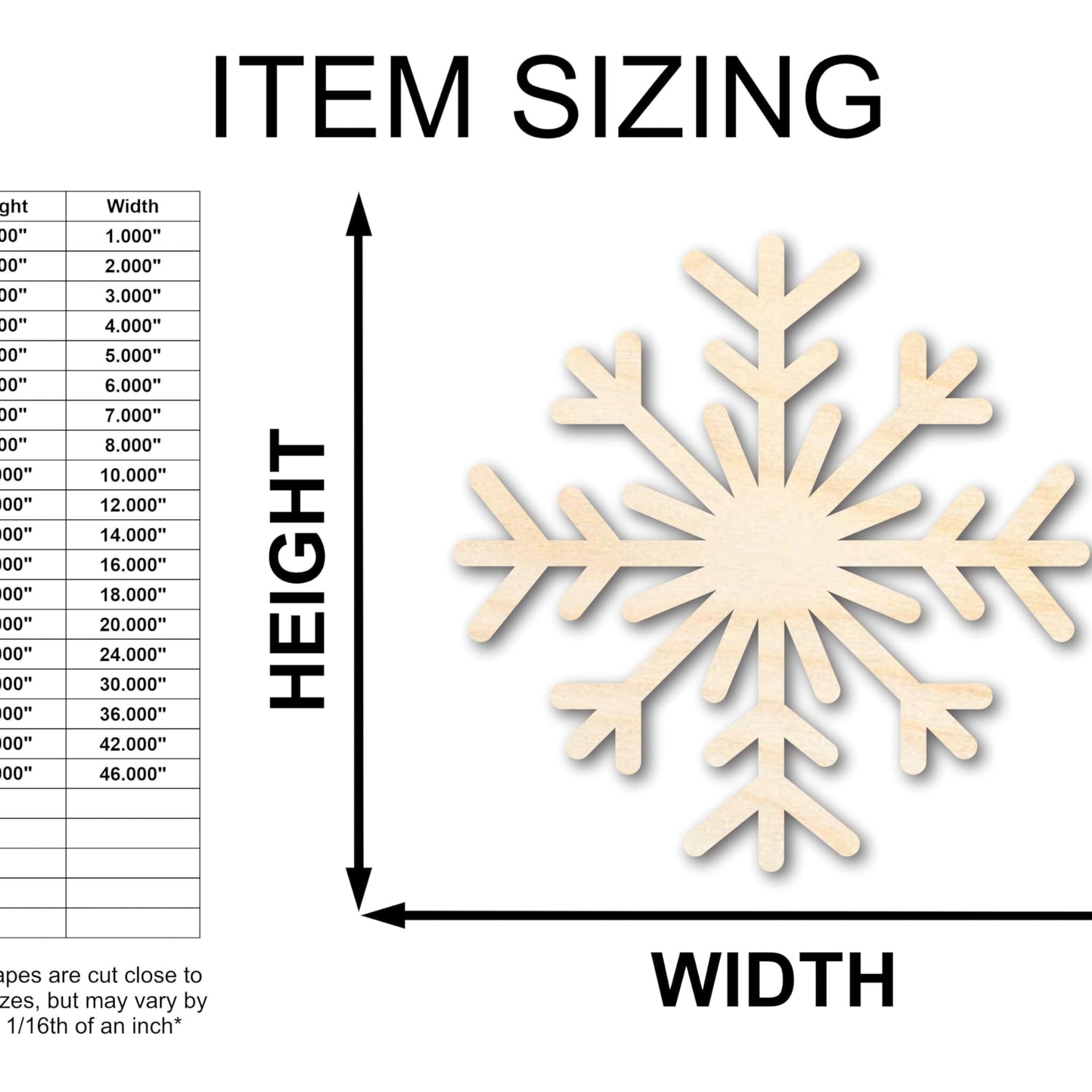 Unfinished Wood Snowflake Shape | Winter Decor | DIY Craft Cutout | up to 24" DIY 7" / 1/8" 24 Hour Crafts