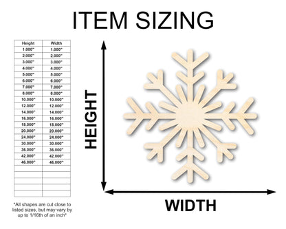 Unfinished Wood Snowflake Shape | Winter Decor | DIY Craft Cutout | up to 24" DIY 7" / 1/8"