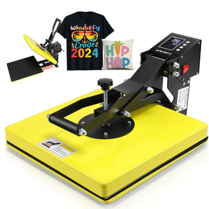 Whubefy 15x15 Clamshell Heat Press Machine for T-Shirts, Slide-Out Shirt Press Machine 3 Preset Modes for Fast Sublimation Tshirts/Mouse pad/Canva,t