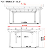 VEIKOU 10' x 12' Pergola, Patio Pergola with Solid Structure, Wood Cedar Pergolas and Gazebos with Arched Top for Deck Backyard Grill Party Garden VEIKOU
