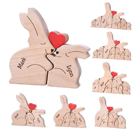 Personalized Wooden Bear Puzzle with 2-8 Names Custom Family Name Puzzle Customized Wooden Puzzle Gifts for Christmas JOBFLY