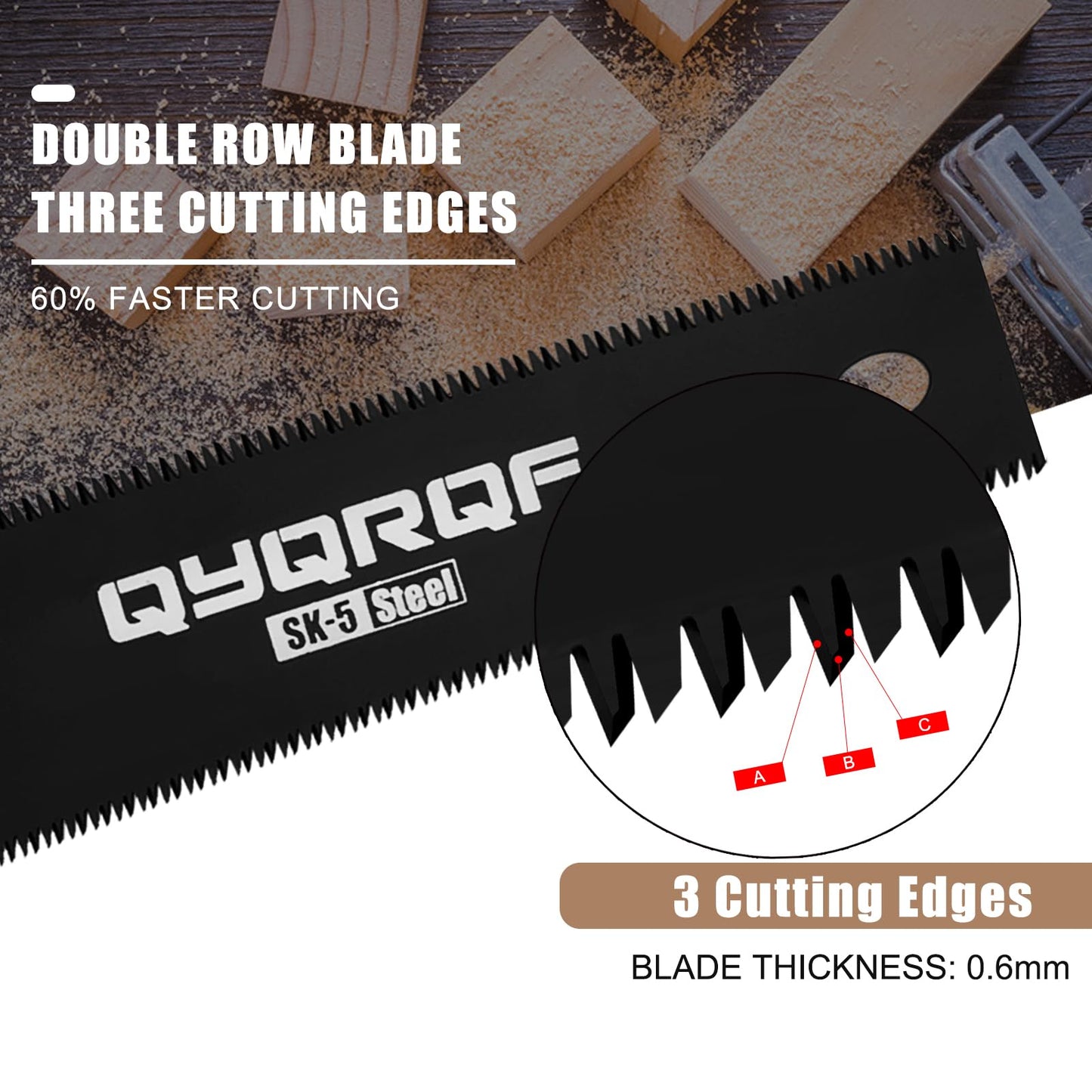 QYQRQF Small Hand Saw, 6 Inch Japanese Pull Saw with Double Edges 15/17 TPI Flush Cut Saw for Woodworking DIY Projects