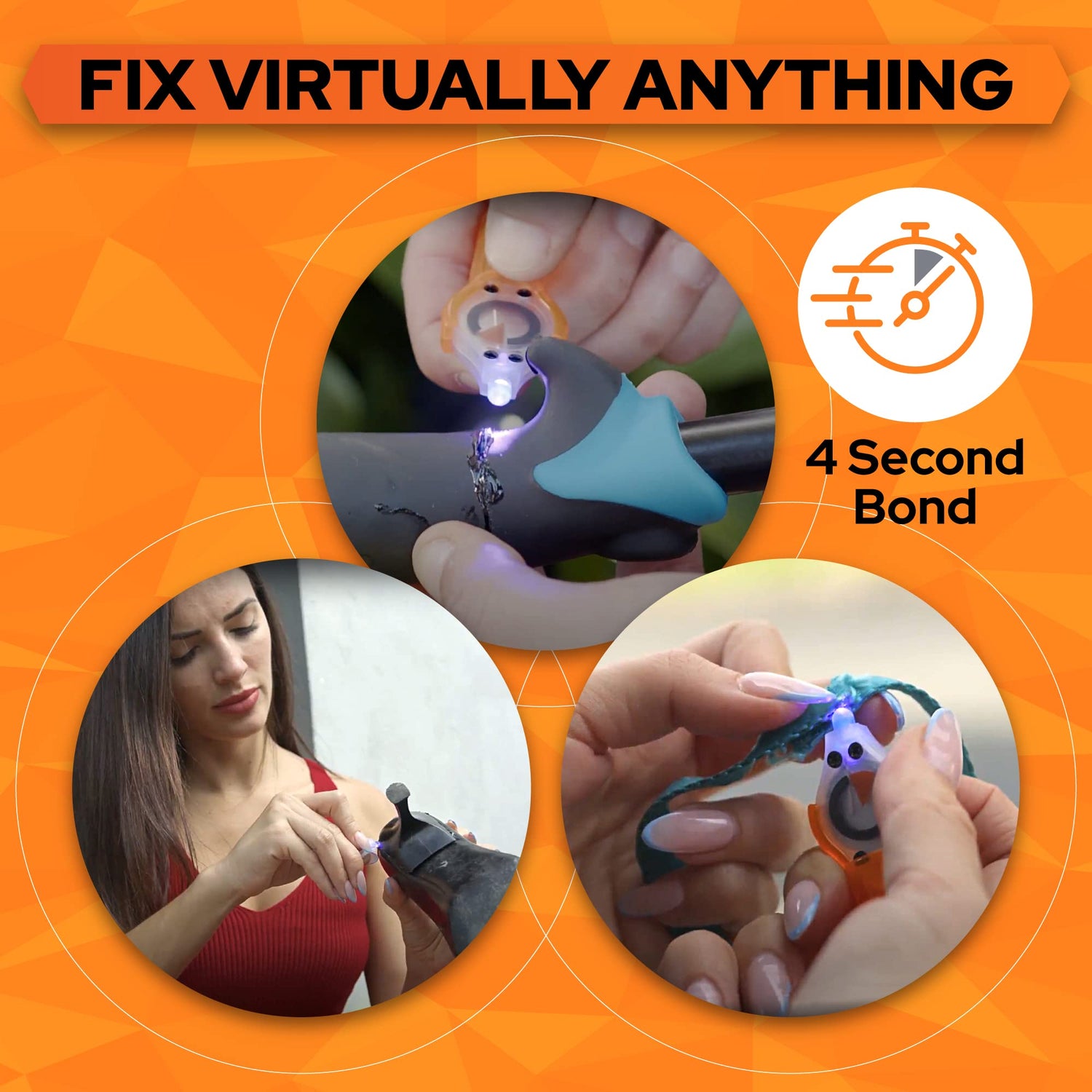 Bondic UV Liquid Plastic Welder, Super Glue, Cures Quickly, UV Resin Kit with Light for Home, Plastic, Jewelry (LED Light & Liquid Cartridge in a Tin BONDIC