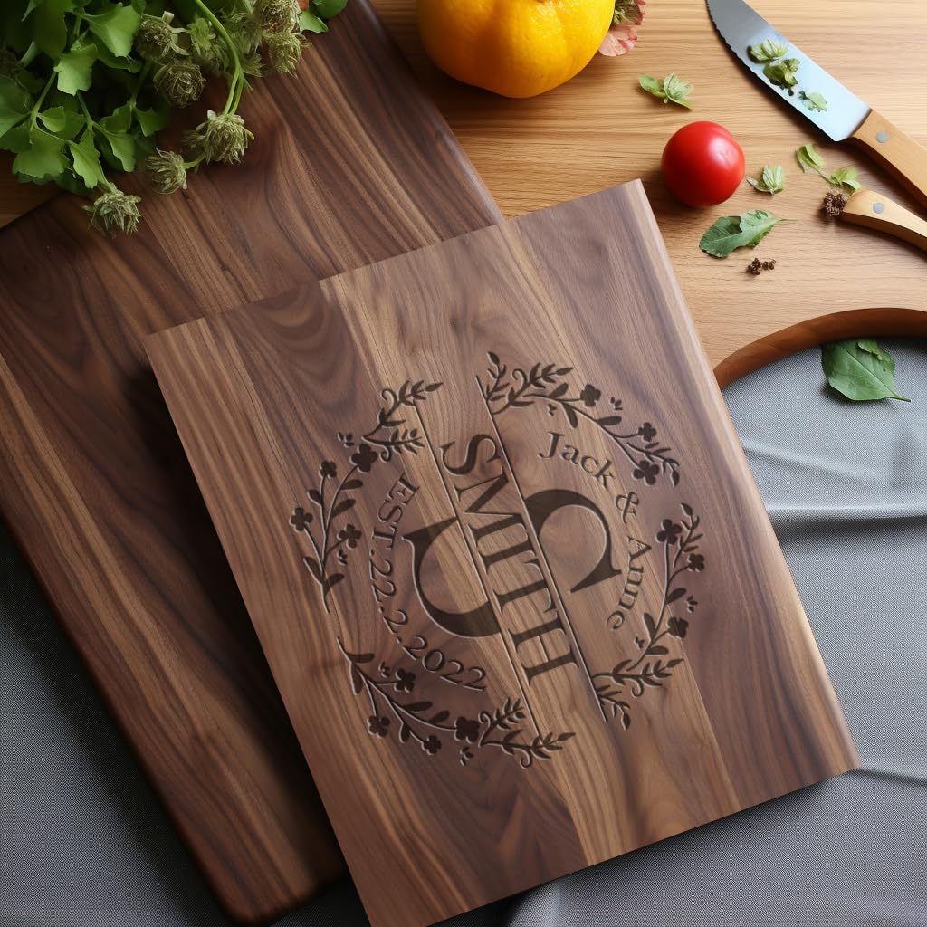 Personalized Cutting Board, Usa Crafted Maple/Walnut Customized Cutting Boards, Save The Date Wedding Gift, Christmas Gifts, Anniversary or Bridal SHOISOWO