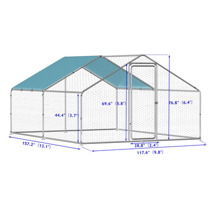 LOVMOR Large Chicken Coop Metal Chicken Run for 10 Chickens,Walk-in Poultry Cage for Yard with Waterproof and Anti-UV Cover Lockable Door