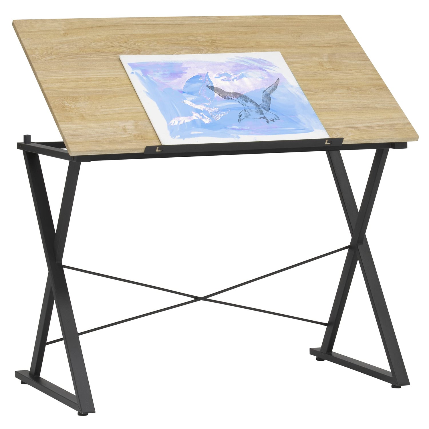SD STUDIO DESIGNS Axiom II Drawing 42" Wide Adjustable Top Drafting Table, Graphite Black/Ashwood SD STUDIO DESIGNS