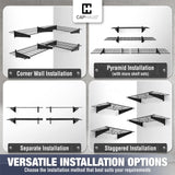 CAPHAUS Garage Wall Shelving, 36 in. W x 18 in. D Wall Mounted Garage Shelves w/ 2 Bike Hooks, Heavy Duty Organizer Shelf for Garage Storage System, CAPHAUS