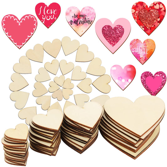 Outus 160 Pieces Christmas Blank Wood Heart Embellishments Wood Heart Slices for Wedding, Valentine, DIY, Arts, Crafts, Card Making - WoodArtSupply