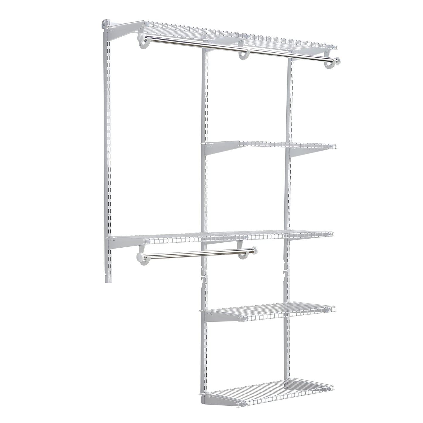 Rubbermaid Configurations Deluxe Closet Kit, White, 4-8 Ft., Wire Shelving Kit with Expandable Shelving and Telescoping Rods, Custom Closet