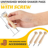 Jetec Wooden Shaker Peg Wood Screw-on Shaker Pegs 2.9 Inch Long Unfinished Wood Shaker Racks for Hanging Clothes Hats Towel and More DIY Paint Color Jetec