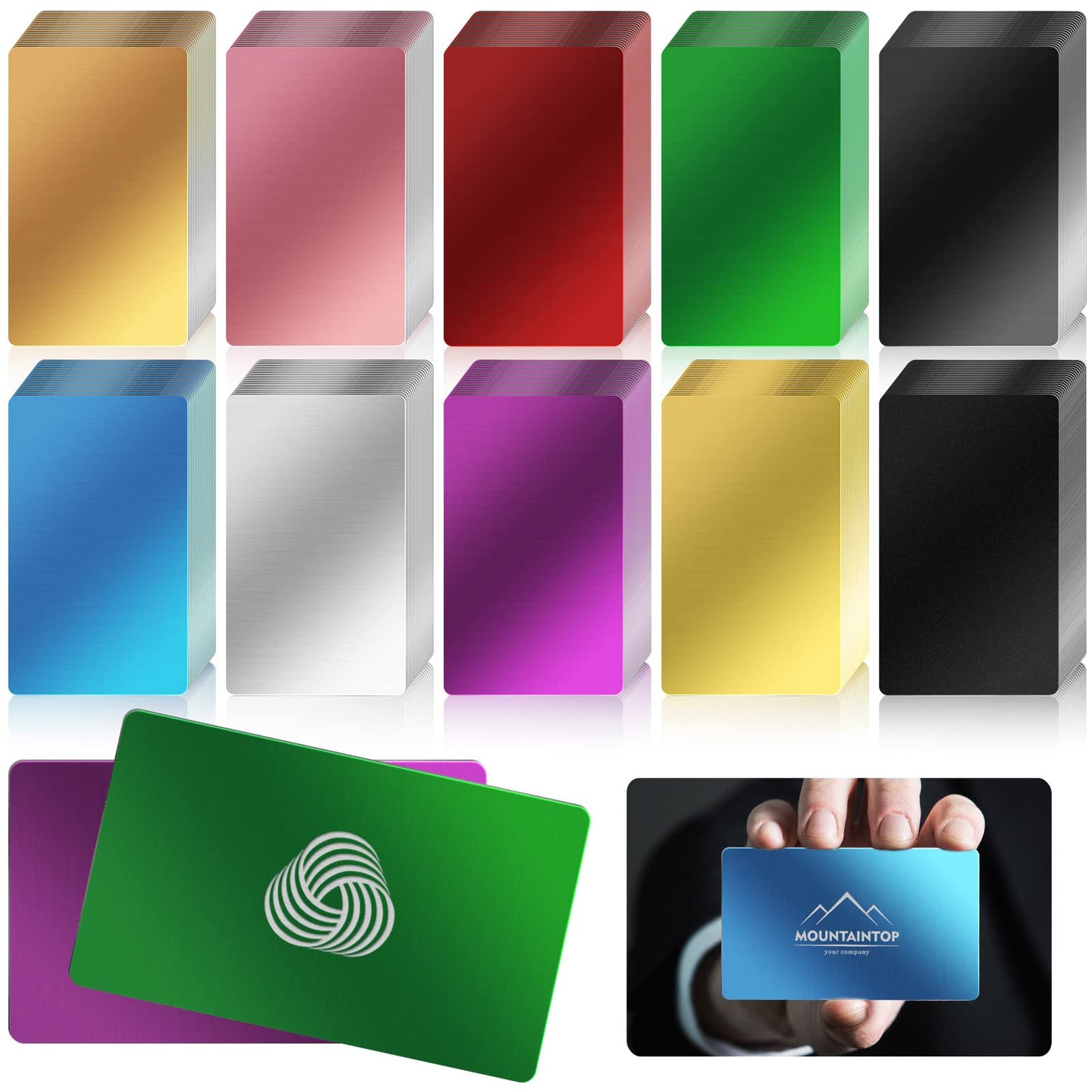 200 Pcs Metal Business Card Blanks, Colorful Aluminum Laser Engraving Blanks Multipurpose Metal Cards Laser Engraving DIY Cards for Circut, CNC,