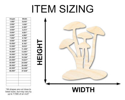 Unfinished Wood Mushrooms Shape - Craft - up to 36" 8" / 1/4" - WoodArtSupply