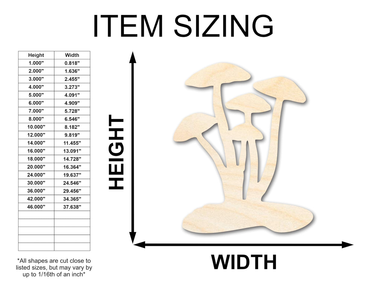 Unfinished Wood Mushrooms Shape - Craft - up to 36" 5" / 1/8" 24 Hour Crafts