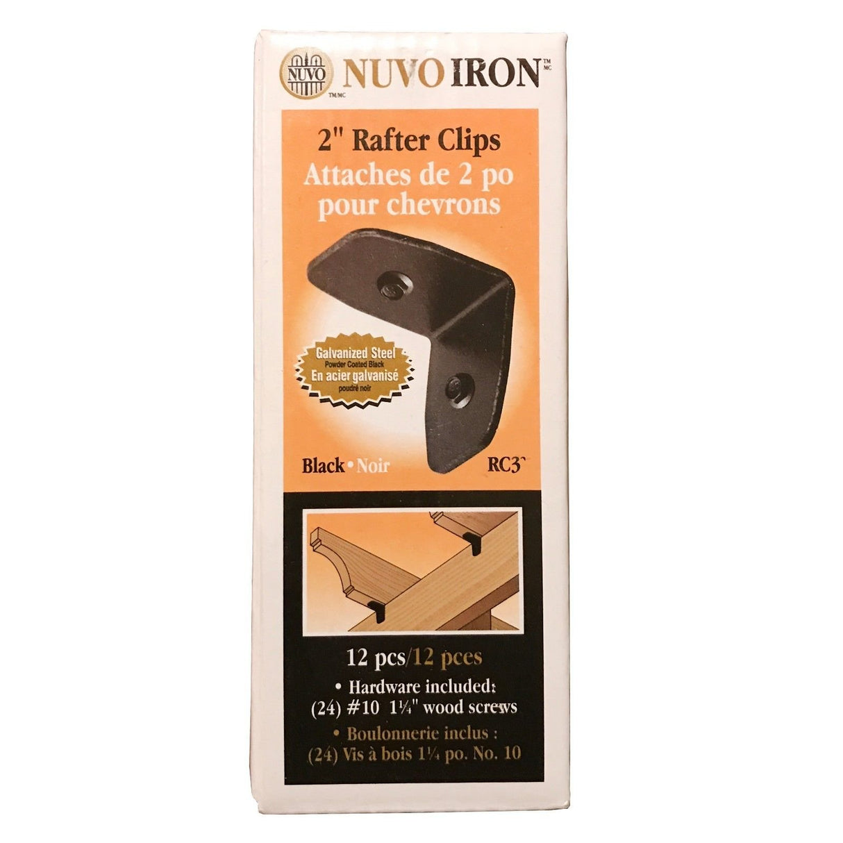 Nuvo Iron RC3 Black Galvanized Steel 2" Traditional Clips-12 Pack Rafter Clips Nuvo Iron