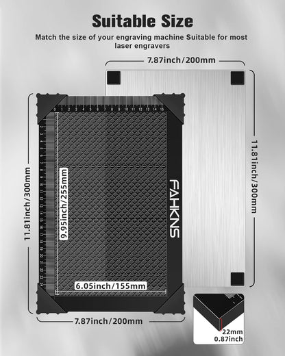 FAHKNS Honeycomb Working Table, 11.81"x7.87"x0.87" Honeycomb Laser Bed for Most Laser Engravers, for Fast Heat Dissipation and Table-Protecting with