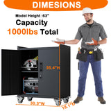 Metal Storage Cabinet with Wheels,Garage Storage Cabinet with Adjustable Shelves and Doors and Lock,Sturdy and Durable Heavy Duty Utility Storage KILISTEELS