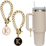 Wabogove Letter Charm Accessories for Stanley Cup 2PCS Initial Name ID Personalized Handle Charm for Stanley Tumbler (K) Wabogove
