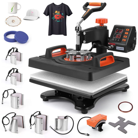 PIONEERWORKS Heat Press Machine 11 in 1 Professional Sublimation Machine 12" X 15", 360° Swing Away Shirt Printing Heat Transfer Machine Digital PIONEERWORKS