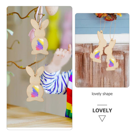Tofficu 36Pcs Easter Bunny Wood Cutout Unfinished Wooden Bunny Slices Wood Rabbit Ornament Gift Tags Easter Hanging Decorations for Easter Party DIY Tofficu