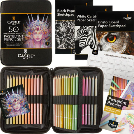 Castle Art Supplies 168-Piece Colored Pencils Bundle Set | Premium Soft Core Leads for Artists & Colorists| Inclusive of 120 Coloring Pencils and 48 Castle Art Supplies