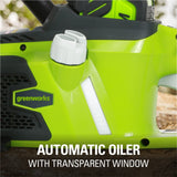 Greenworks 40V 16" Brushless Cordless Chainsaw (Great For Tree Felling, Limbing, Pruning, and Firewood / 75+ Compatible Tools), 4.0Ah Battery and Greenworks