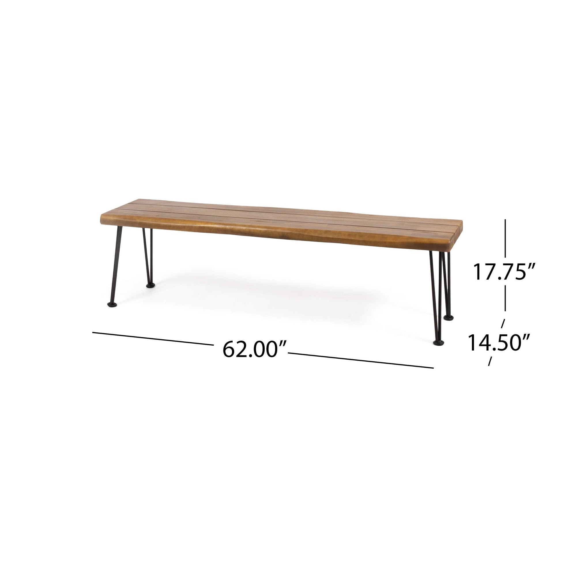 Christopher Knight Home Gladys Outdoor Modern Industrial Acacia Wood Bench Hairpin Legs, Teak and Rustic Metal - WoodArtSupply