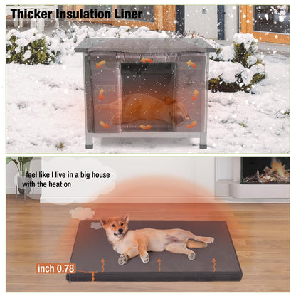 Dog House Insulated for Small Dogs Outdoor Cat House Feral Cat Sheleter with Thermal Liner