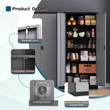 MIIIKO Metal Storage Cabinet with Locking Doors, Black Garage Lockable Steel Cabinets with 4 Doors and 5 Shelves for Home, Garage, Pantry Workshop MIIIKO