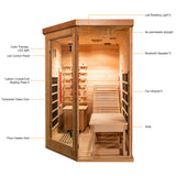 TaTalife Far Infrared Wood Sauna, 1 or 2 Person Home Canadian Hemlock Luxurious Wooden Traditional Indoor Sauna, 2300W Spa Room with Recliner, 8 TaTalife