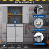 Fesbos 73" Metal Cabinet-Black&Gray Heavy Duty Rolling Storage Cabinet Steel Tool Cabinets with Wheels, Shelves, Lockable Doors and Drawers- for Fesbos