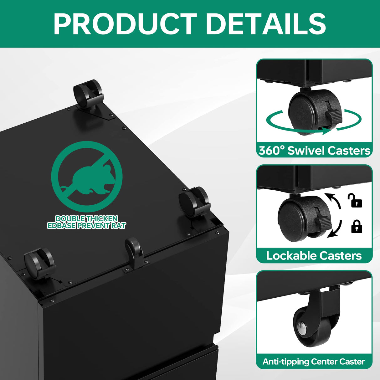 Letaya Mobile File Cabinet with Lock,2 Drawer Under Desk Metal Rolling Filing Cabinets for Home Office Organizer Letters/Legal/A4(Required Letaya