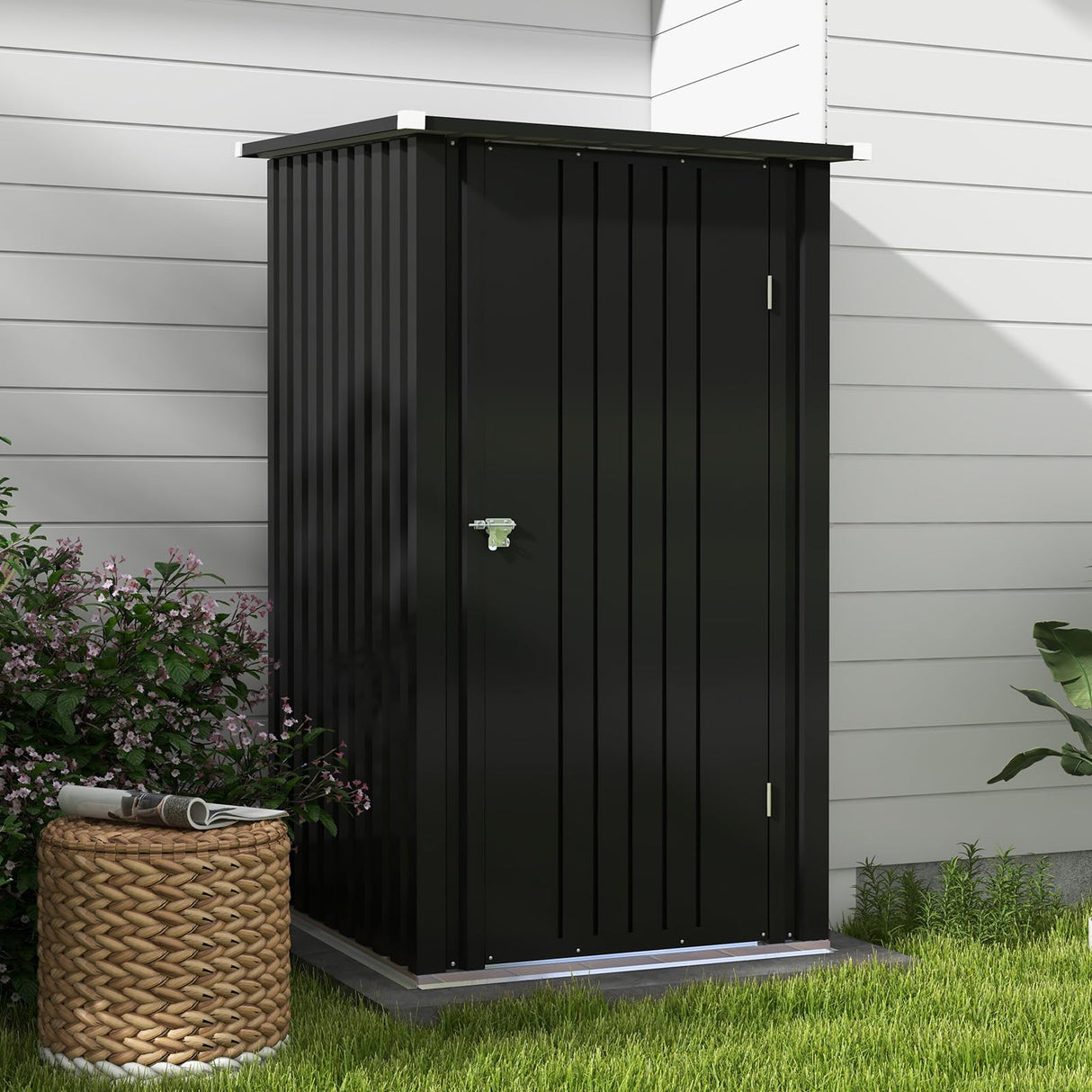 Patiowell 3 x 3 FT Outdoor Storage Shed,Small Garden Tool Storage Shed with Sloping Roof and Single Lockable Door, Outdoor Shed for Backyard Garden Patiowell