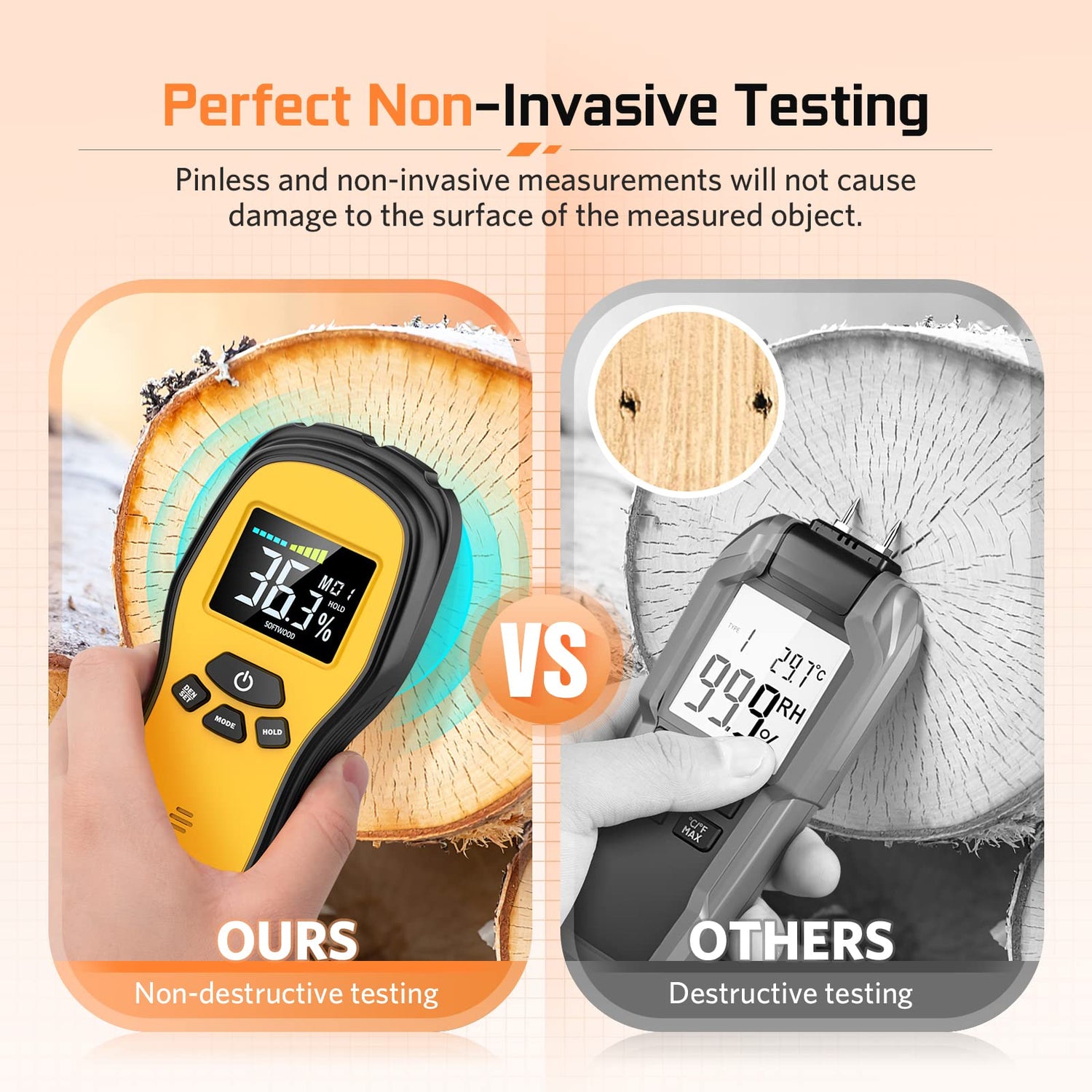 Pinless Moisture Meter - Povlen Wood Moisture Meter Digital Moisture Detector for Lumber Drywall Firewood Masonry Woodworking Plaster Floor Concrete Povlen