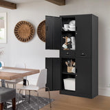 BESFUR Pantry Metal Storage Cabinet with 2 Drawers and Adjustable Shelves, Locking Storage Cabinet for Office, Garage, Home, School, Utility BESFUR