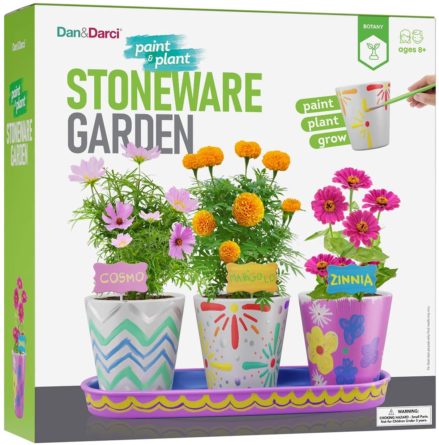 Paint & Plant Stoneware Flower Gardening Kit - Gifts for Girls & Boys Ages 4 -12 - Kids Arts & Crafts Project Science Birthday Gift, STEM Activity Dan&Darci