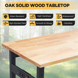 47.2" Adjustable Work Bench, Workbench for Garage with Power Outlet, 2200LBS Load Capacity Hardwood Oak Top Heavy-Duty Work Table for Garage, BMJX US
