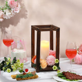 Geetery 4 Pcs Decorative Wedding Wood Lantern Candle Holders for Table Centerpiece Rustic Wooden Wedding Table Decoration Country Barn Farmhouse Geetery