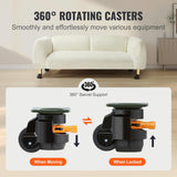 VEVOR Leveling Casters, Set of 4, 2200 lbs Total Load Capacity, 2 inches, Heavy Duty with Upgraded Handle Design, 360 Degree Swivel Caster Wheels, VEVOR