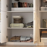 ECACAD White Extra Wide Wardrobe Armoire with 8 Doors, Drawers, Storage Shelves & Hanging Rods, Wooden Closet Storage Cabinet for Bedroom (79.1”W x ECACAD