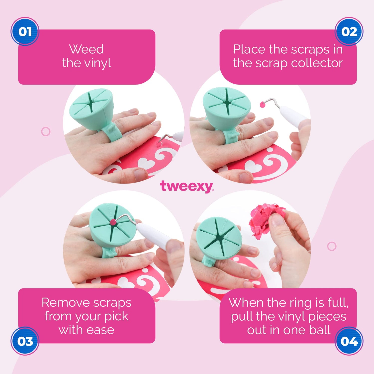 tweexy Craft Vinyl Weeding Scrap Collector Ring | Weeding Tools for Vinyl Heat Transfer, HTV Crafting & Adhesive Paper Sheets Holder | Portable Heat tweexy