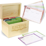 Juvale Wood Recipe Organization Box with Cards and Dividers Juvale