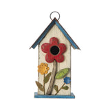 glitzhome GH90098 Distressed Decorative Solid Wood Birdhouse, 10.25 Inch Tall, White glitzhome