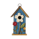 glitzhome GH90097 Distressed Decorative Solid Wood Birdhouse, 10.25 Inch Tall, Blue glitzhome