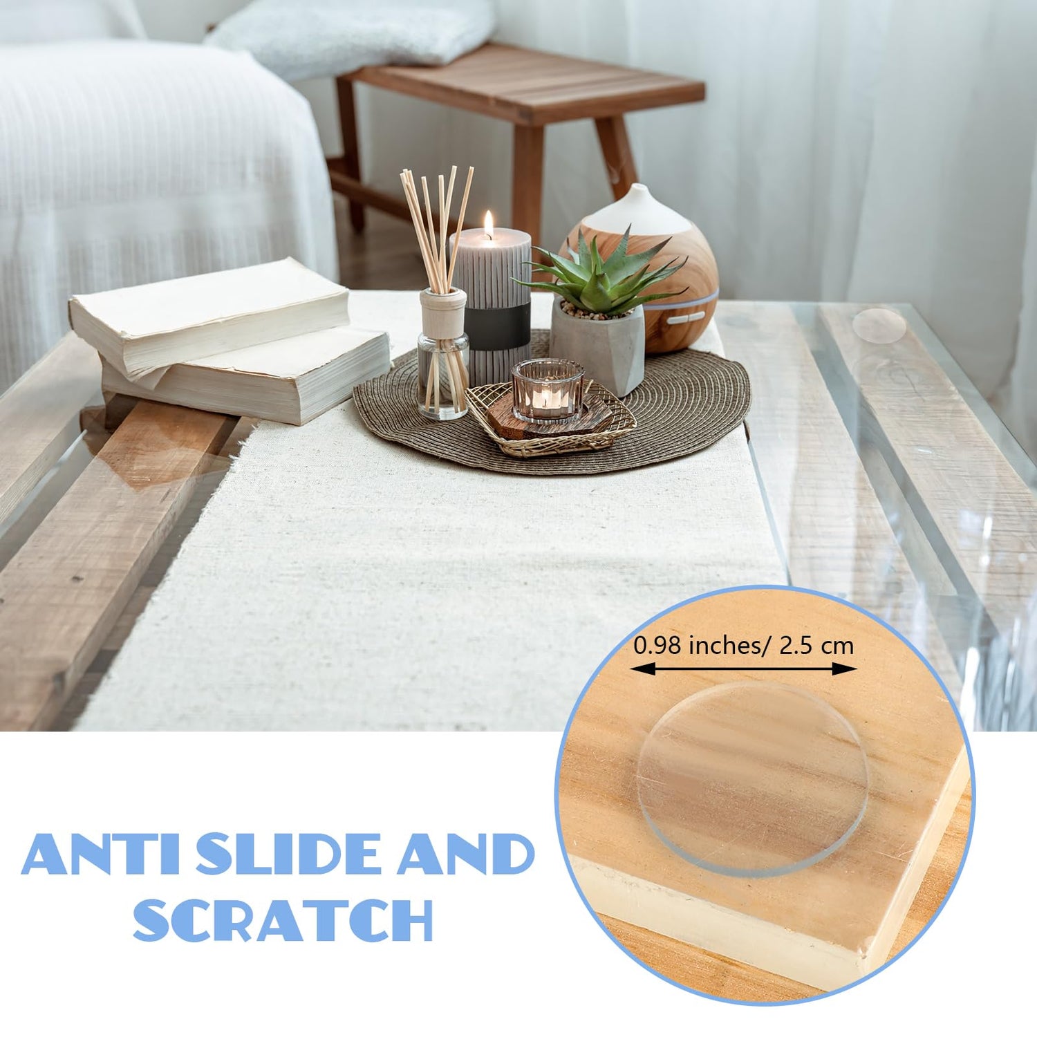 40PCS 25mm Glass Table Top Bumper, Anti Slip Pads Rubber Glass Table Top Grippers Silicone Rubber Pads Non-Adhesive Clear Cushioning pad for Dining, Teaaha