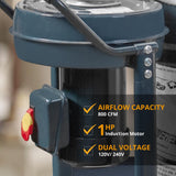 POWERTEC 1 HP Dust Collector with 1 Micron Dust Collector Bags and Mobile Base, Dust Collectors with 800 CFM for Woodworking Dust Collection System POWERTEC